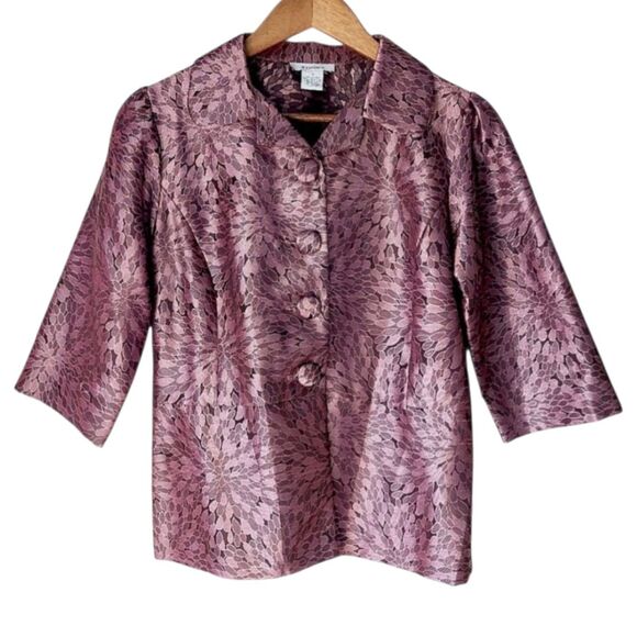 VTG 90s Dressbarn Pink Metallic Teardrop Jacquard Dress Jacket Blazer Sz S - Picture 8 of 13